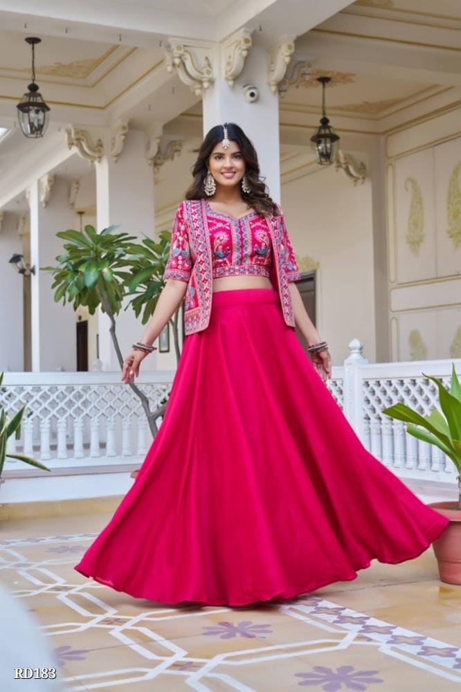 Rajkanika Rani Pink Embroidered Lehenga Choli with Jacket