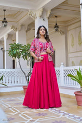 Rajkanika Rani Pink Embroidered Lehenga Choli with Jacket