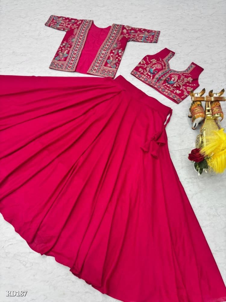 Rajkanika Rani Pink Embroidered Lehenga Choli with Jacket
