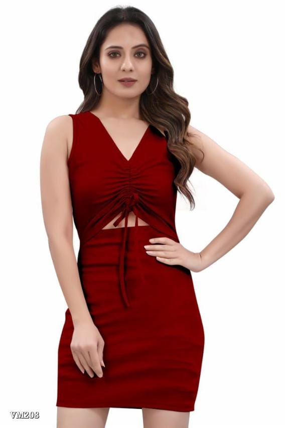 Women's Sleeveless Bodycon Mini Dress with Front Tie & Cut-Out