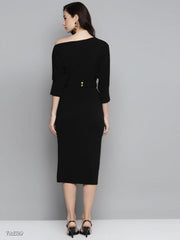 Belted Drop Shoulder Midi Dress