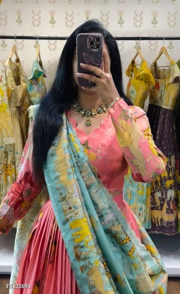 Cotton Kalamkari Printed Lehenga Choli Set for Women