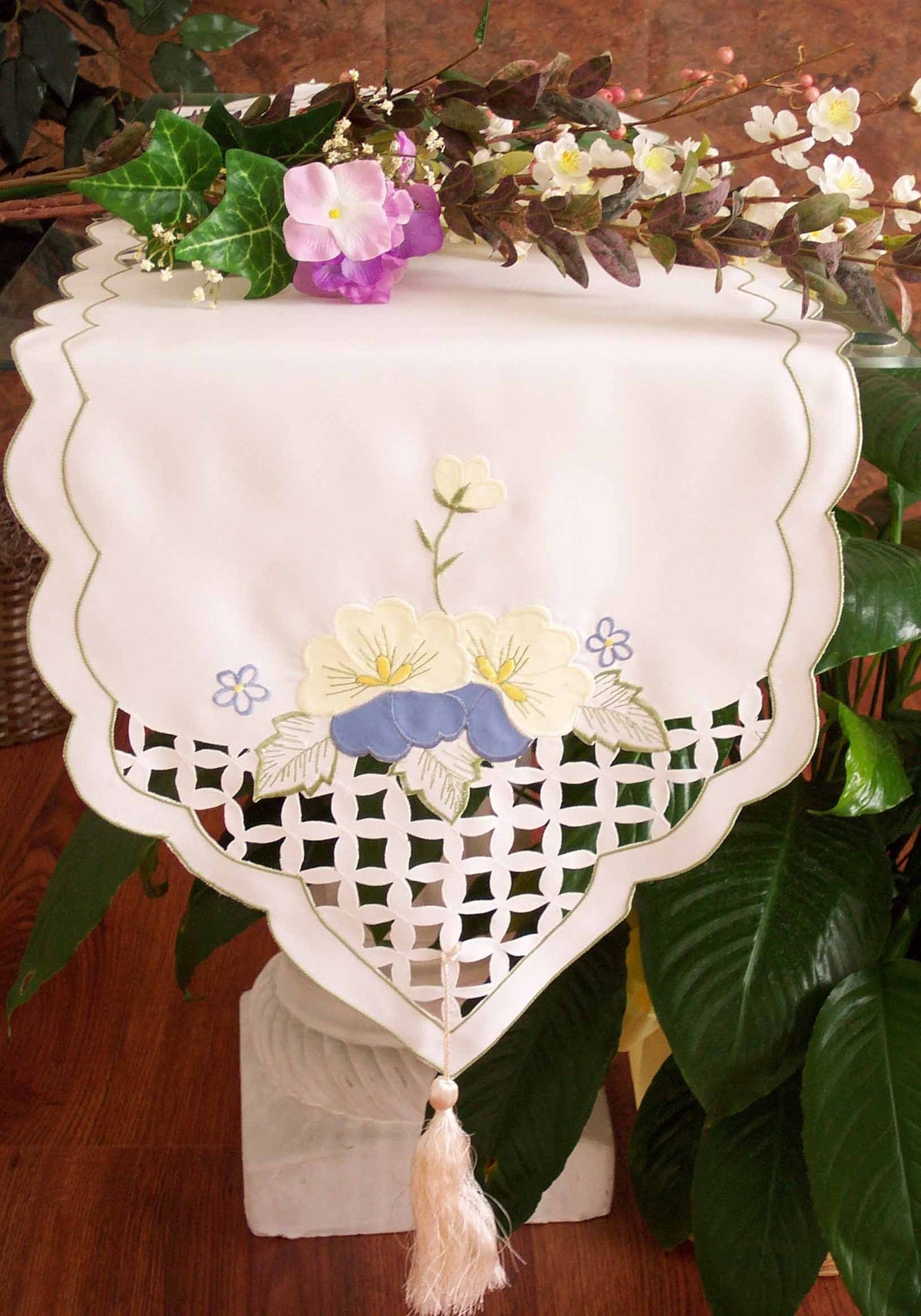 Xia Home Fashions Floral Cutwork Embroidered Table Runner 15 x 54 Inch