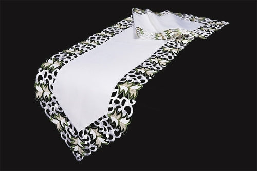 XD110708 Tannenbaum Mini Table Runner 12x28 White Poliviscose