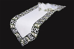XD110708 Tannenbaum Mini Table Runner 12x28 White Poliviscose