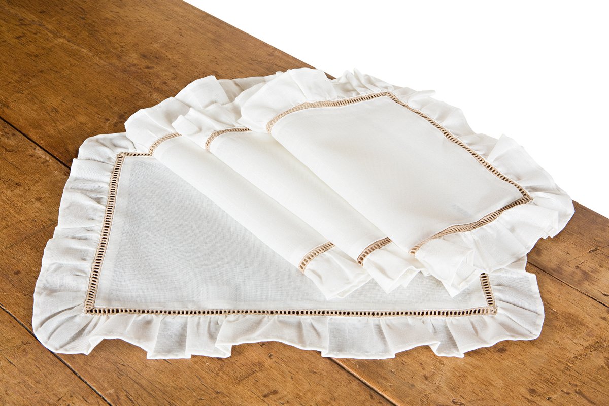 Hemstitch/Ruffle Trim Natural Runners