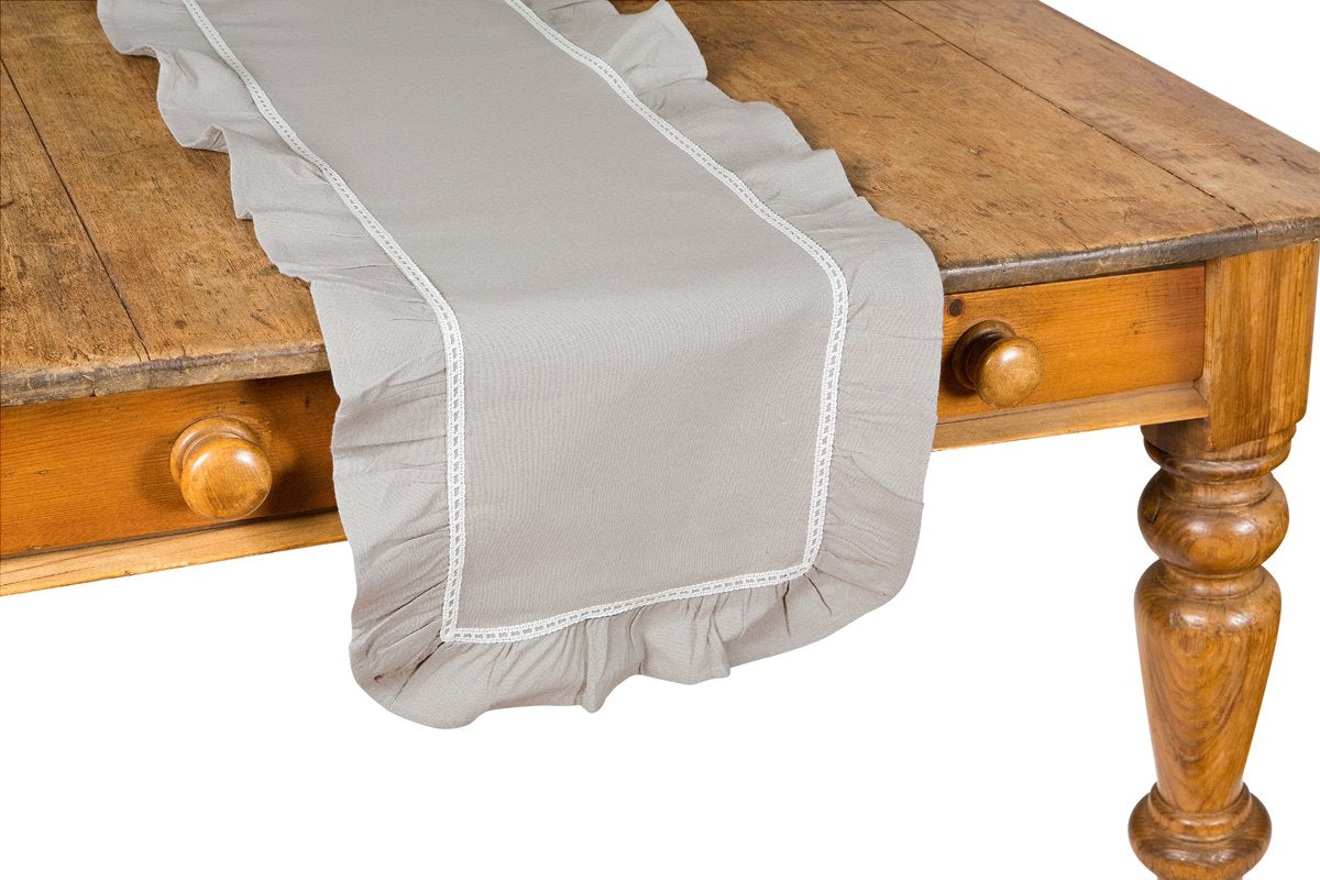 Hemstitch Ruffle Trim Table Runner