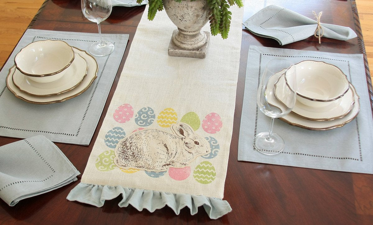 Bunny Eggs Appliqué Jute Table Runner