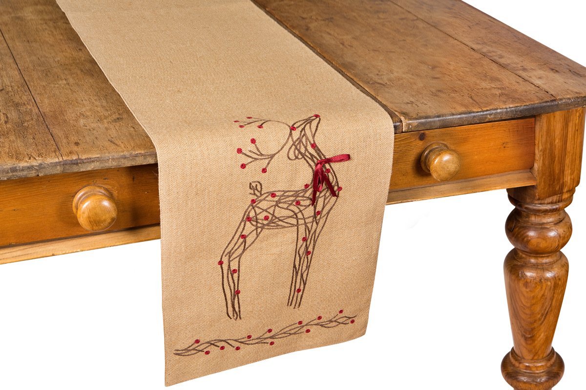 Rustic Reindeer Burlap Table Runner