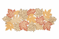 XD18805 Autumn Leaf Cutwork Embroidered Table Runner White 16x36
