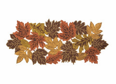 XD18805 Autumn Leaf Cutwork Embroidered Table Runner White 16x36
