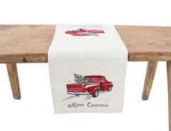 Vintage Red Truck Christmas Table Runner