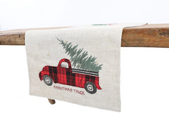 Vintage Tartan Christmas Truck Table Runner