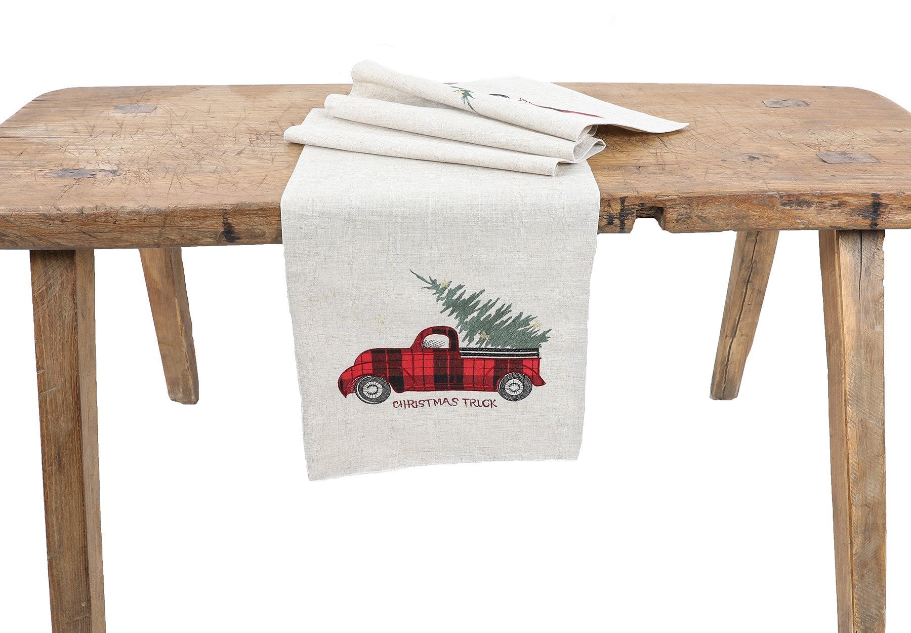 Vintage Tartan Christmas Truck Table Runner