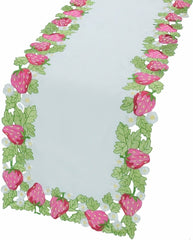 Xia Home Fashions Strawberry Floral Cutwork Embroidered Mini Table