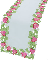 Xia Home Fashions Strawberry Floral Cutwork Embroidered Mini Table