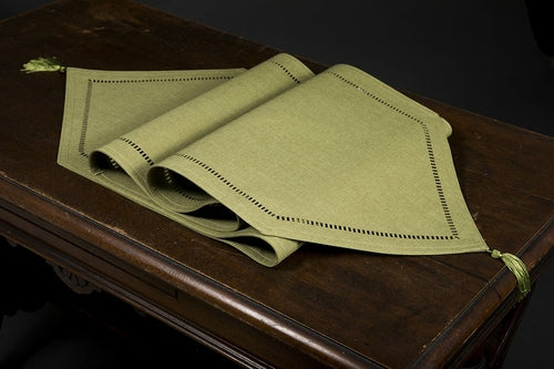 XD915918-Melrose Poliviscose Table Runner Hemstitch Solid 16x72 Gold