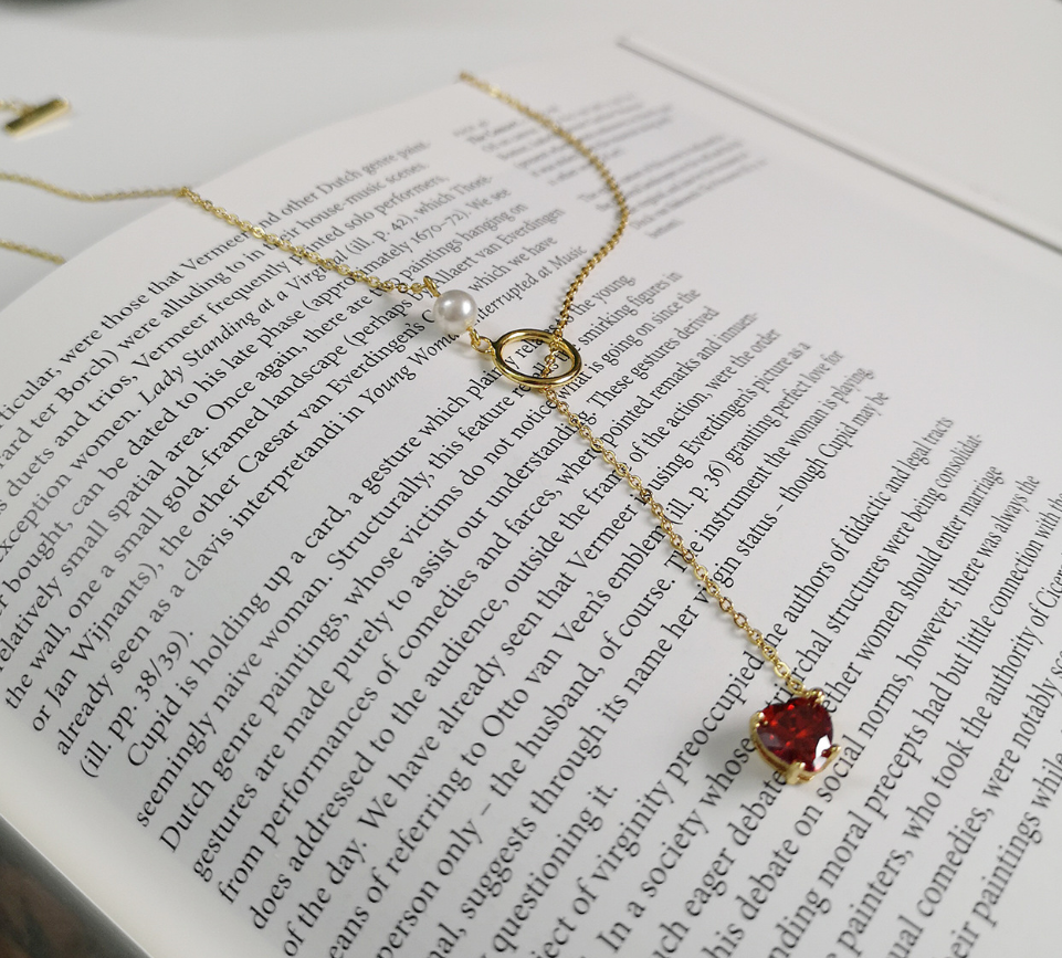 Heart Necklace, Choker, and Pearl Chain Necklace