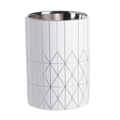 White & Silver Geometric Ceramic Planter, Available in 2 Sizes