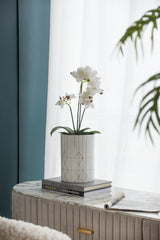 White & Silver Geometric Ceramic Planter, Available in 2 Sizes
