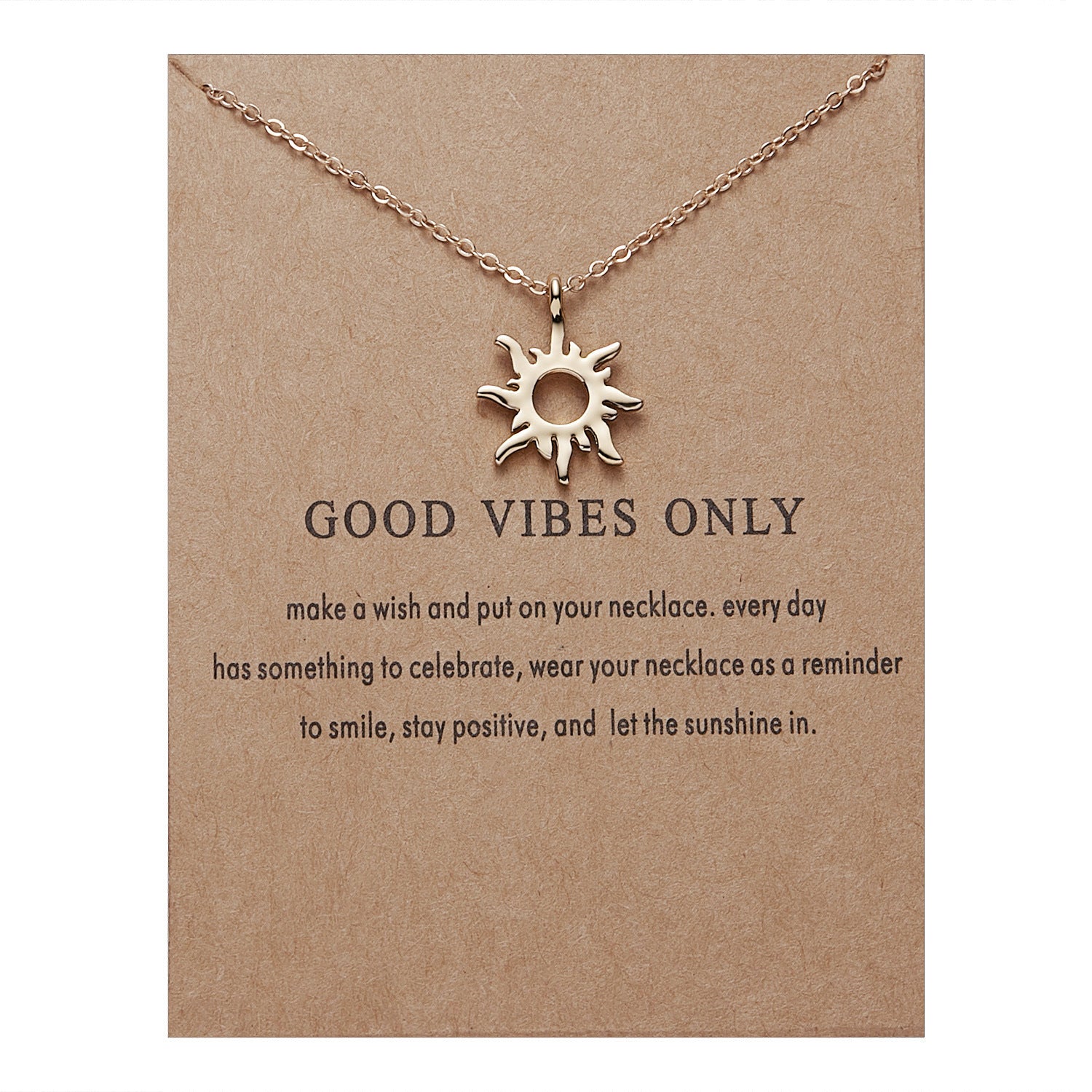 Sun Alloy Necklace on Paper Card - Sun Pendant Necklace