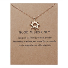 Sun Alloy Necklace on Paper Card - Sun Pendant Necklace