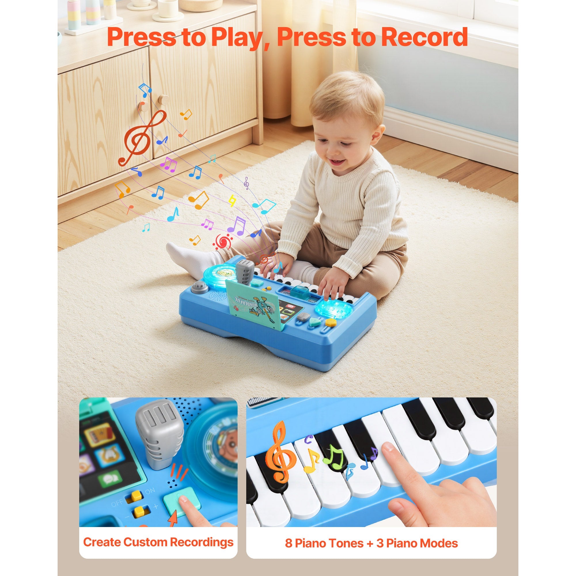 Baby DJ Playset For Toddlers 1-3, Educational Musical Table Toys With