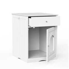 Wooden Pet House Cat Litter Box Enclosure with Drawer
