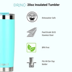 DRINCO®  20oz Insulated Tumbler w/Spill Proof Lid, 2 Straws(Teal)