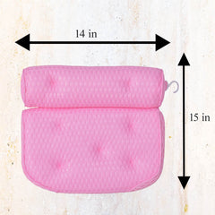 Pink Bathtub Pillow Bath Pillow with Anti-Slip Suction Cups 4D Mesh