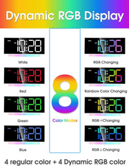 Modern Curved Cute Digital Alarm Clock,Colorful Led Display,Adjustable