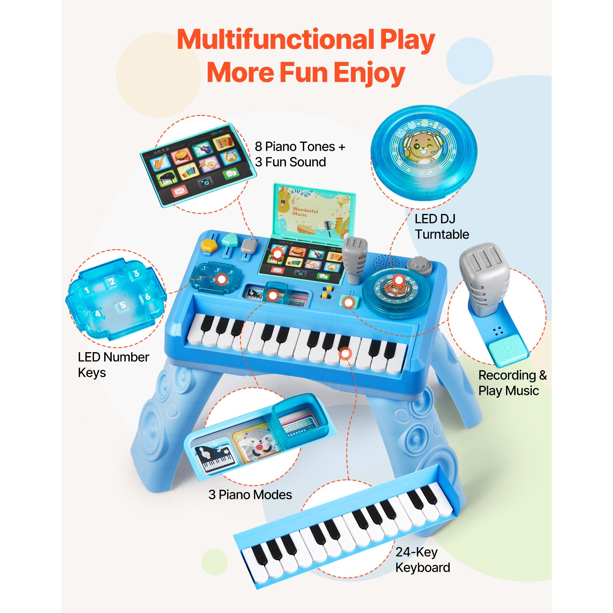 Baby DJ Playset For Toddlers 1-3, Educational Musical Table Toys With