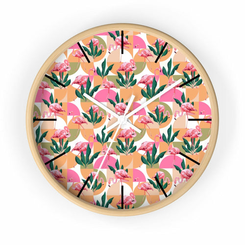 2882Time™ Retro Pink Flamingo Geometric Clock