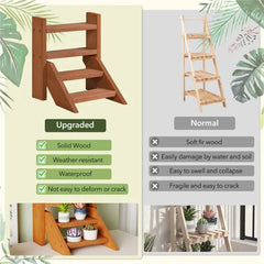 Compact Easy-Assemble Wooden Plant Stand, Succulent Seedling Pot Rack