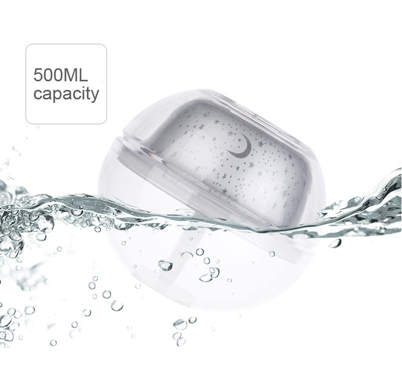 USB Crystal Night Lamp Projector 500ml Air Humidifier Desktop Aroma