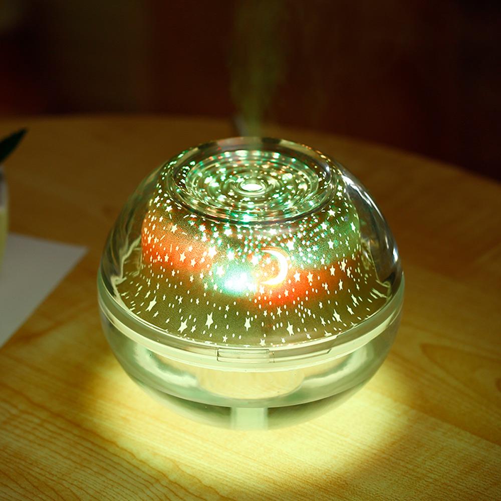 USB Crystal Night Lamp Projector 500ml Air Humidifier Desktop Aroma
