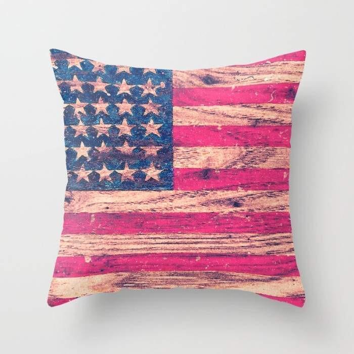 Vintage Pink American Flag Pillow